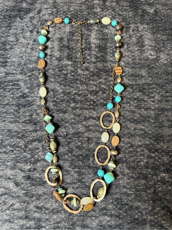 Premier Designs Jewelry - Premier Designs Double Layer Turquoise Beaded Statement Necklace Boho Southwest